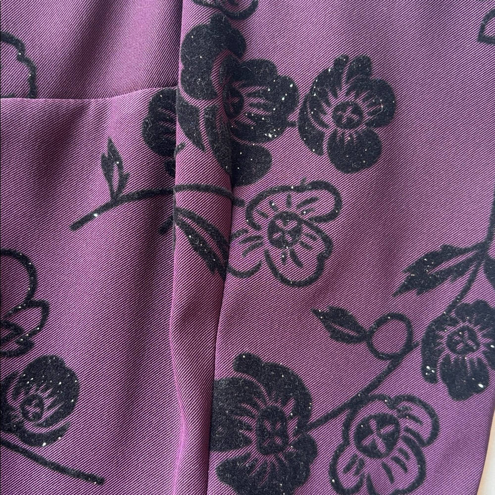 Vintage y2K 90’s Mini Dress Goth Purple Black Grunge Rose Slip NYE Velvet 6 Cute - Picture 12 of 17